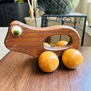 Vintage Handheld Solid Wood Massage Roller Handmade Elegant FROG